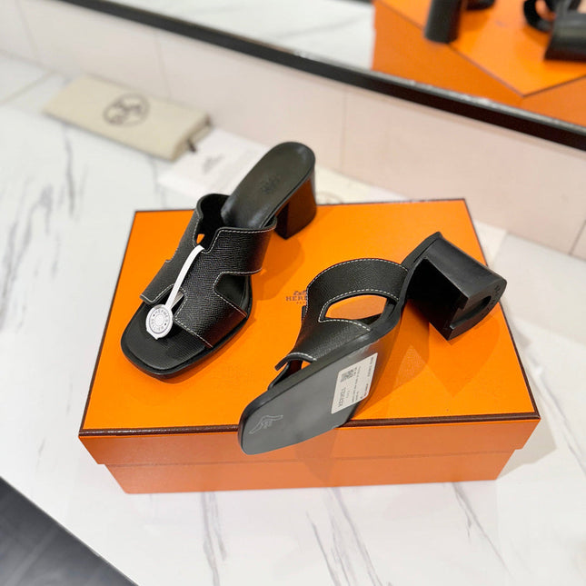 HM 26S HELIA SANDAL 70MM IN BLACK EPSOM CALFSKIN