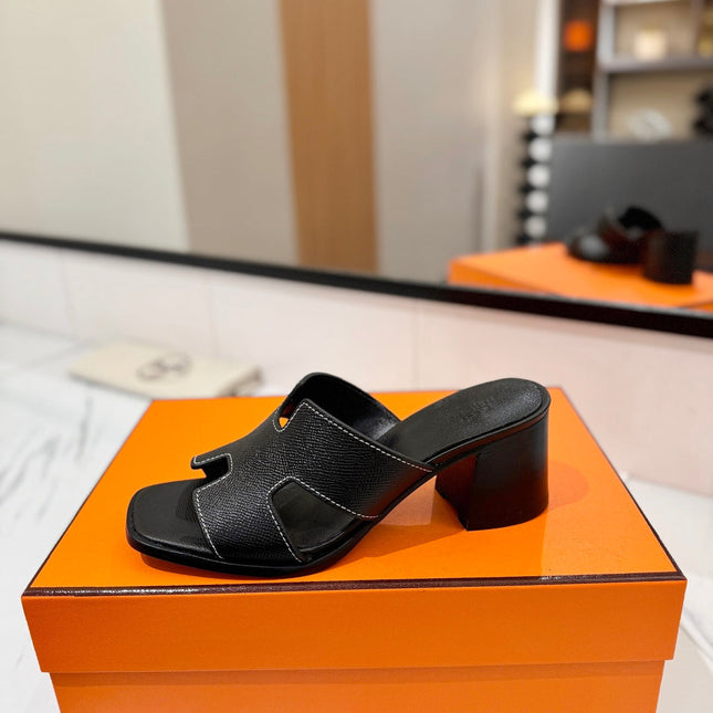 HM 26S HELIA SANDAL 70MM IN BLACK EPSOM CALFSKIN