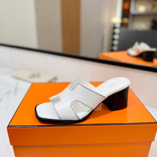 HM 26S HELIA SANDAL 70MM IN WHITE CALFSKIN