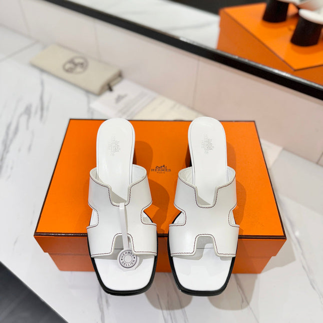 HM 26S HELIA SANDAL 70MM IN WHITE CALFSKIN