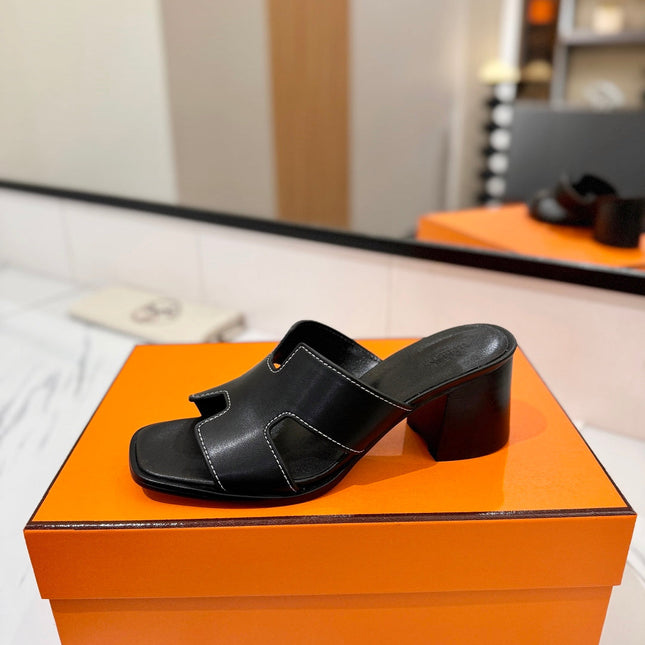 HM 26S HELIA SANDAL 70MM IN BLACK CALFSKIN