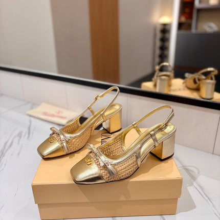 VALENTINO 26S HEELED SLINGBACKS 60 MM IN GOLD CALFSKIN