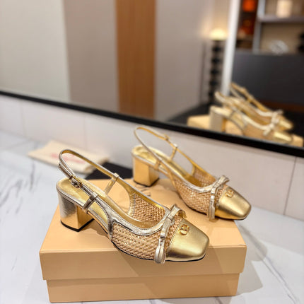 VALENTINO 26S HEELED SLINGBACKS 60 MM IN GOLD CALFSKIN