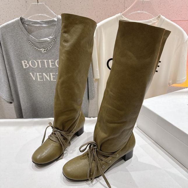 ALO 25S PALOMA WOOL TALL BOOTS 45 MM IN MOSS BROWN LAMBSKIN
