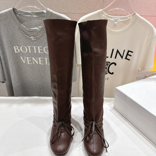 ALO 25S PALOMA WOOL TALL BOOTS 45 MM IN BROWN LAMBSKIN