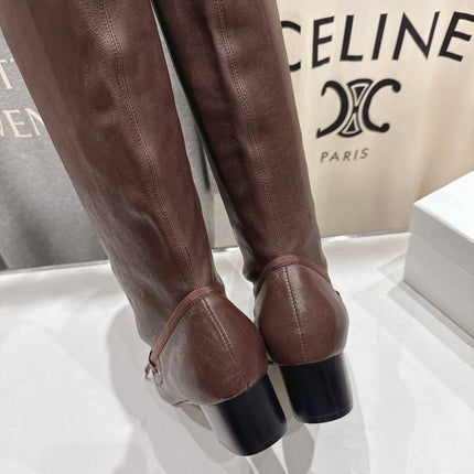 ALO 25S PALOMA WOOL TALL BOOTS 45 MM IN BROWN LAMBSKIN