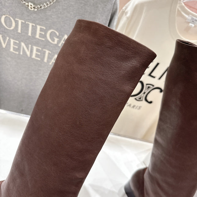 ALO 25S PALOMA WOOL TALL BOOTS 45 MM IN BROWN LAMBSKIN