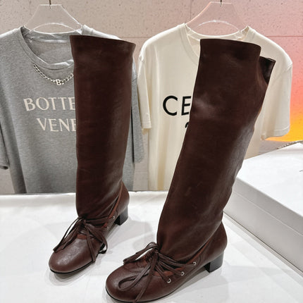 ALO 25S PALOMA WOOL TALL BOOTS 45 MM IN BROWN LAMBSKIN