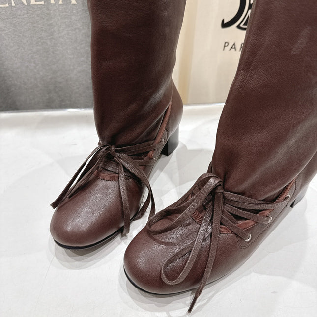 ALO 25S PALOMA WOOL TALL BOOTS 45 MM IN BROWN LAMBSKIN