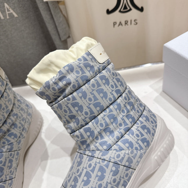 DIOR 25S ANKLE BOOTS IN BLUE FEATHER