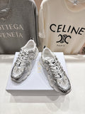 DIOR 25S SNEAKER IN SILVER LAMBSKIN AND MESH FABRIC WITH PEARL DETAILING