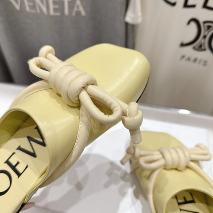 LOEWE 26S MULE LOAFERS IN BUTTER YELLOW CALFSKIN KNOT DETAIL