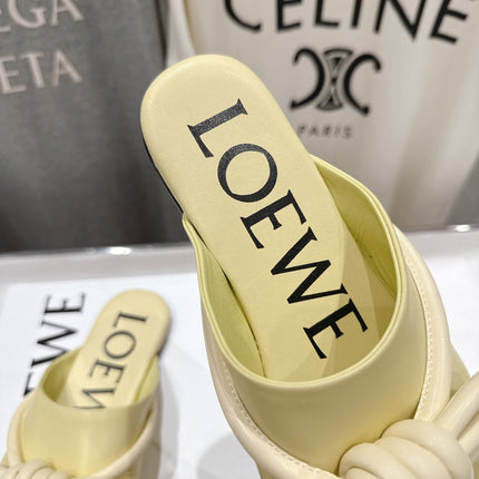 LOEWE 26S MULE LOAFERS IN BUTTER YELLOW CALFSKIN KNOT DETAIL