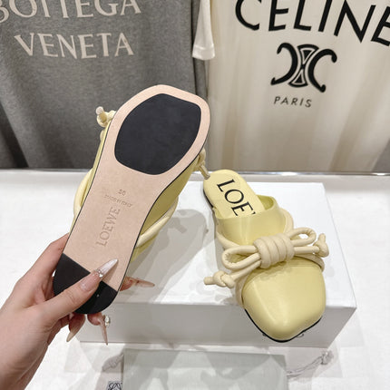 LOEWE 26S MULE LOAFERS IN BUTTER YELLOW CALFSKIN KNOT DETAIL