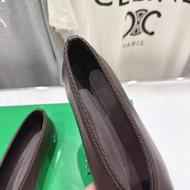 BOTTEGA VENETA 26S BALLET FLATS IN DARK BROWN LAMBSKIN