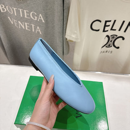 BOTTEGA VENETA 26S BALLET FLATS IN PASTEL BLUE LAMBSKIN