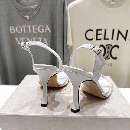 JIMMY CHOO 26S HIGH-HEELED SANDALS 100 MM IN WHITE LAMBSKIN STYLE 1