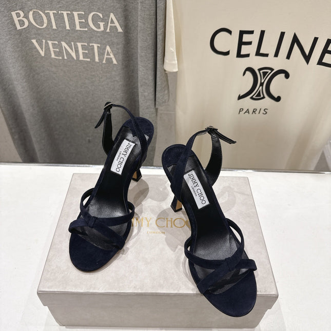 JIMMY CHOO 26S HIGH-HEELED SANDALS 100 MM IN BLACK VELVET