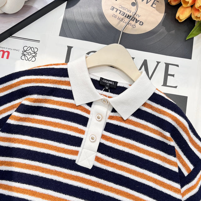 CHANEL 25S SHORT-SLEEVE STRIPED SHIRT 598