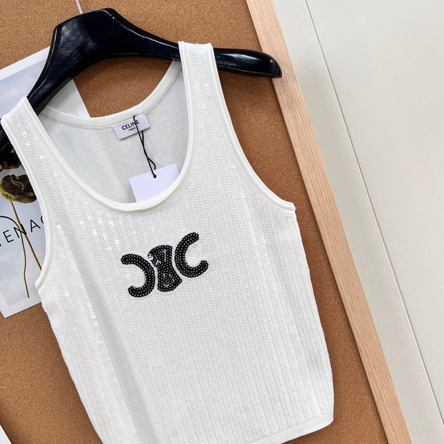 CELINE 26S SEQUIN KNIT TANK TOP 143