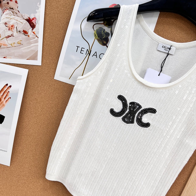 CELINE 26S SEQUIN KNIT TANK TOP 143