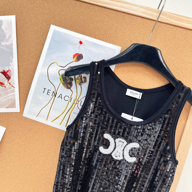 CELINE 26S SEQUIN KNIT TANK TOP 142