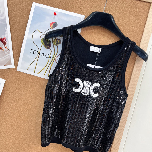 CELINE 26S SEQUIN KNIT TANK TOP 142