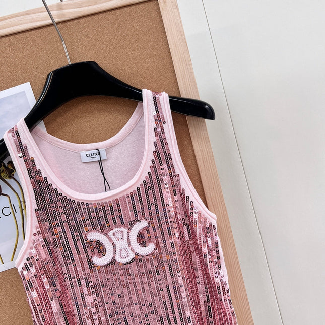 CELINE 26S SEQUIN KNIT TANK TOP 141