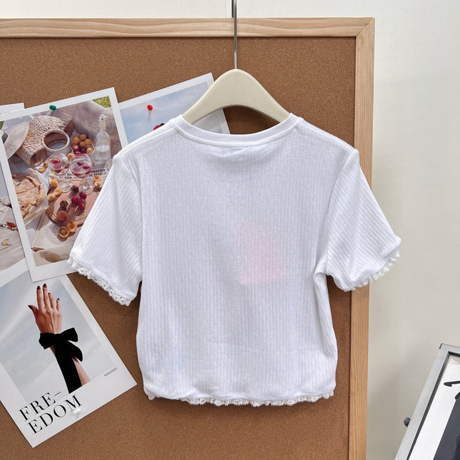 MIUMIU 26S LACE TRIM KNIT CROPPED TOP 1190