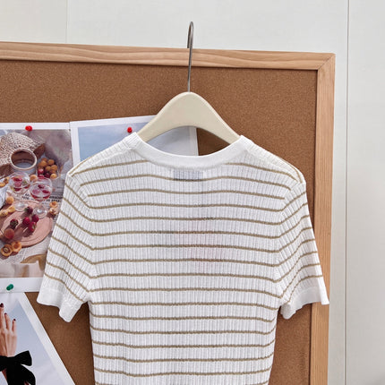 MIUMIU 26S SHORT-SLEEVE KNIT TOP 1453