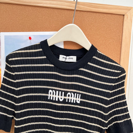 MIUMIU 26S SHORT-SLEEVE KNIT TOP 1452