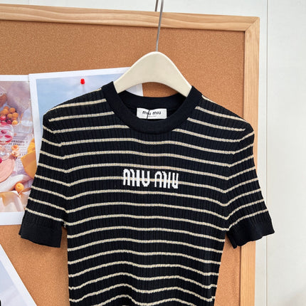 MIUMIU 26S SHORT-SLEEVE KNIT TOP 1452