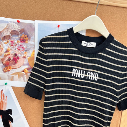 MIUMIU 26S SHORT-SLEEVE KNIT TOP 1452
