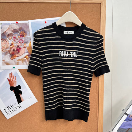 MIUMIU 26S SHORT-SLEEVE KNIT TOP 1452