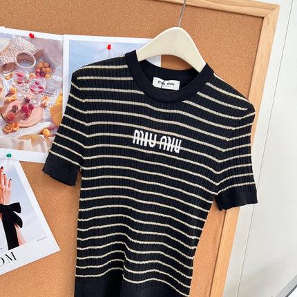 MIUMIU 26S SHORT-SLEEVE KNIT TOP 1452