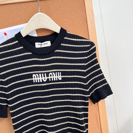 MIUMIU 26S SHORT-SLEEVE KNIT TOP 1452