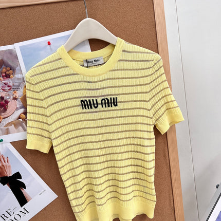 MIUMIU 26S SHORT-SLEEVE KNIT TOP 1451