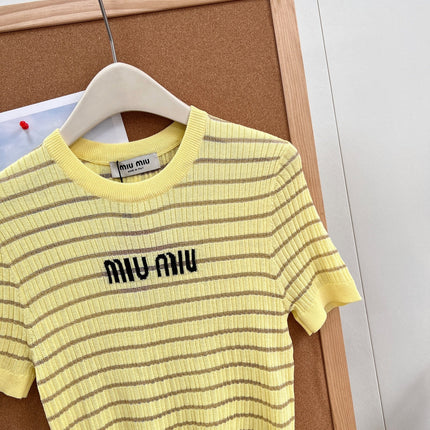 MIUMIU 26S SHORT-SLEEVE KNIT TOP 1451