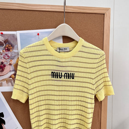 MIUMIU 26S SHORT-SLEEVE KNIT TOP 1451