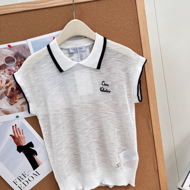 VALENTINO 26S SHORT-SLEEVE KNIT POLO SHIRT 355