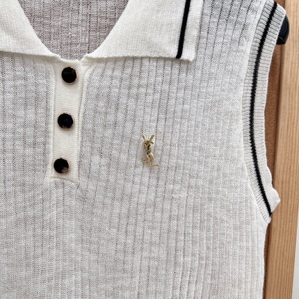 YSL 26S SLEEVELESS KNIT POLO TOP 487