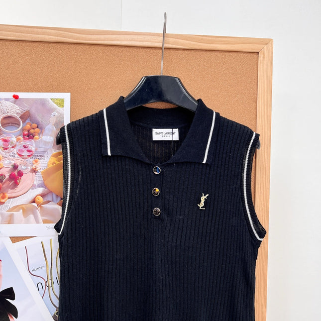 YSL 26S SLEEVELESS KNIT POLO TOP 486