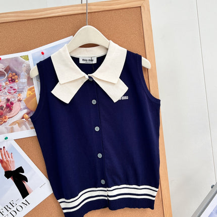 MIUMIU 26S SLEEVELESS KNIT POLO TOP 1374