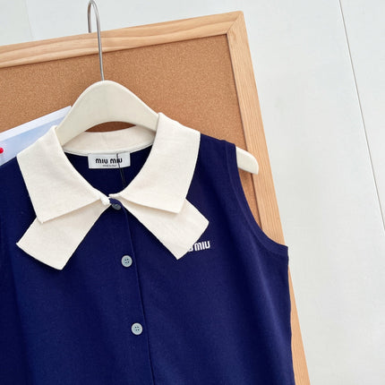 MIUMIU 26S SLEEVELESS KNIT POLO TOP 1374