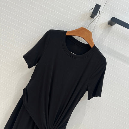 Loewe 25 Knotted Short-sleeved Dress Black Viscose