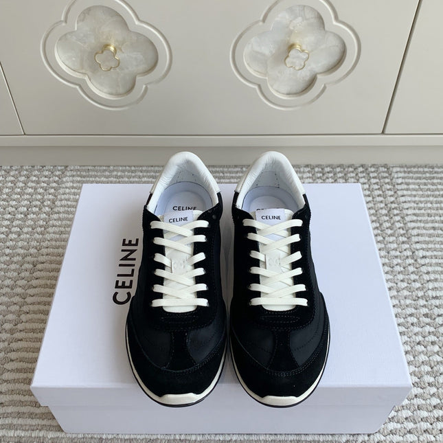 CELINE 26S TRIOMPHE RUNNER SNEAKERS IN BLACK NYLON AND SUEDE