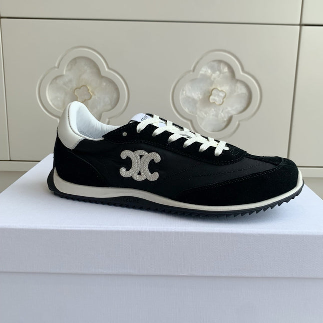 CELINE 26S TRIOMPHE RUNNER SNEAKERS IN BLACK NYLON AND SUEDE