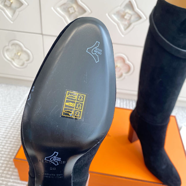 HM 25S TALL BOOTS 90 MM IN BLACK SUEDE