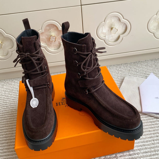 HM 25S ANKLE BOOTS IN DARK BROWN SUEDE