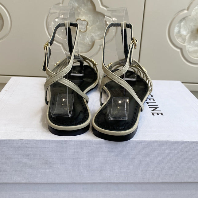 CELINE 26S CLEA TRIOMPHE GLADIATOR SANDALS IN BEIGE LAMBSKIN